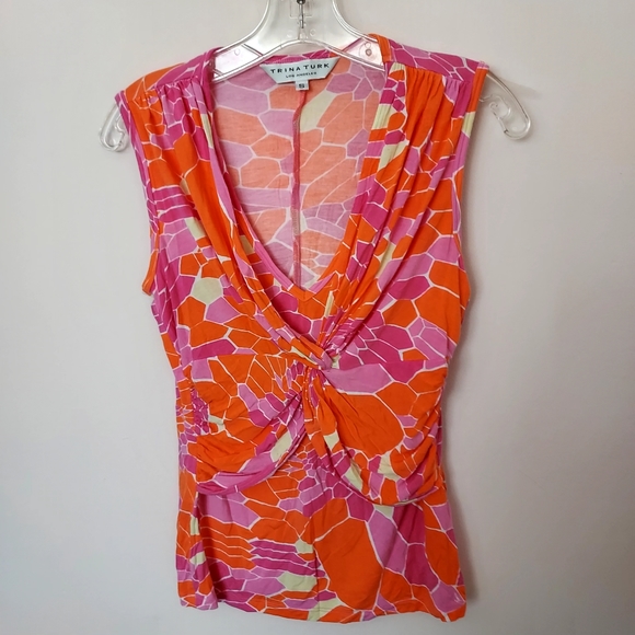 Trina Turk L.A. Micro Modal Sherbet colored knot front top - Small - Picture 1 of 8